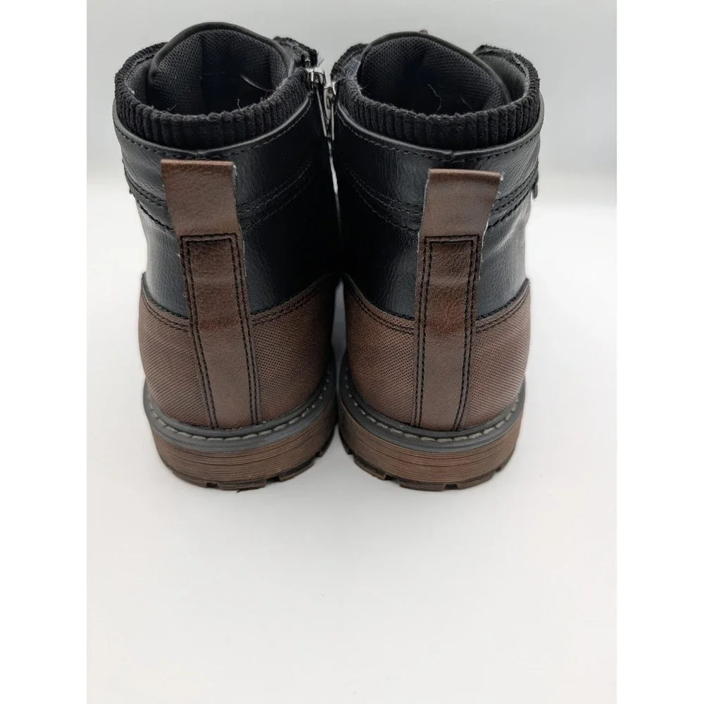 BKE Mens Beau Black Brown Faux Leather Side Zip Ankle Boots Size 11 Buckle